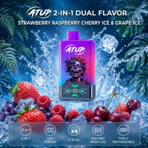 ATUP 60K Strawberry Raspberry Cherry Ice & Grape Ice 2-in-1 Vape